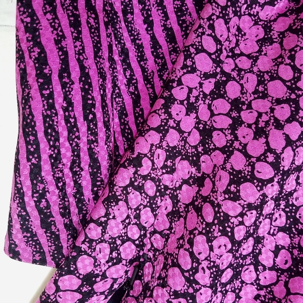 FINAL OFFER! CARLISLE 6 SILK PURPLE & BLACK FIT & FLARE VEST SKIRT SET SUIT - Picture 8 of 11